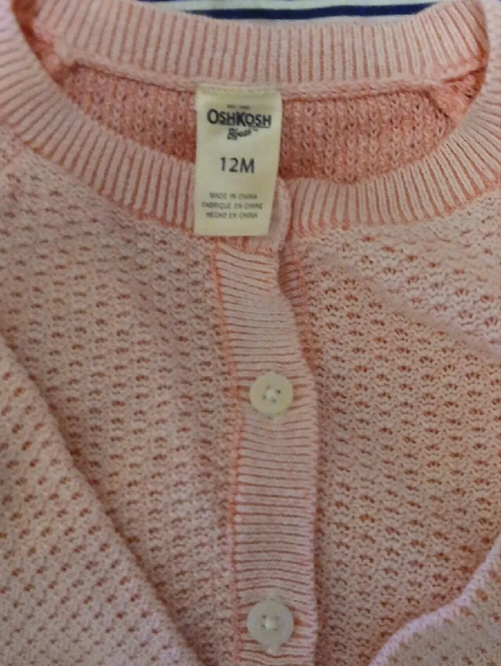 OshKosh B'gosh Navy Stripe Lace Henley Top with Light Pink Cardigan